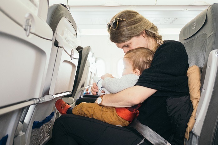 Mom and Baby in Airplane