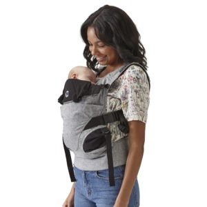 Mom carrying baby in the facing-in position
