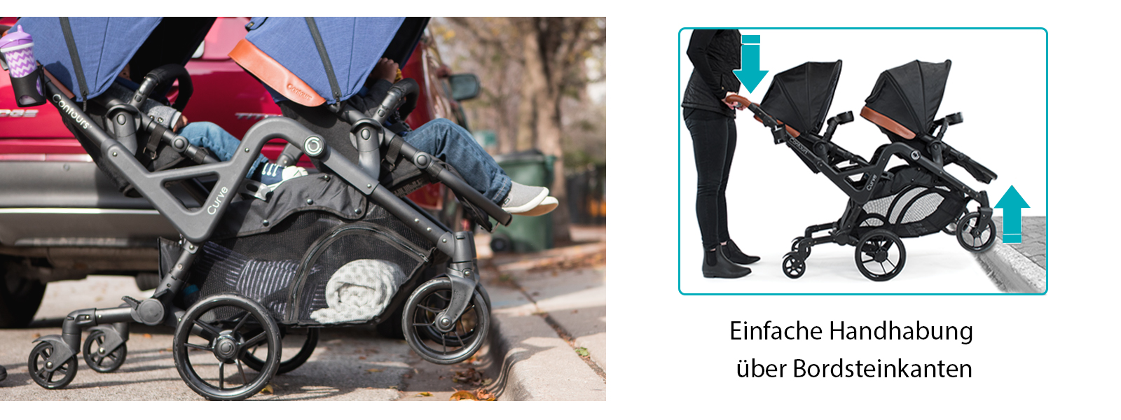 curve double stroller