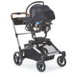 The Element Stroller with car seat facing the parent Car Seat Adapter