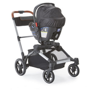 Element stroller using a single car seat with a Britax adapter