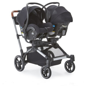 Element strolling with two car seats using the Contours Element Adapter for Cybex, Maxi-Cosi, Nuna Infant Car Seats