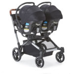 Element stroller with two car seats facing the parent