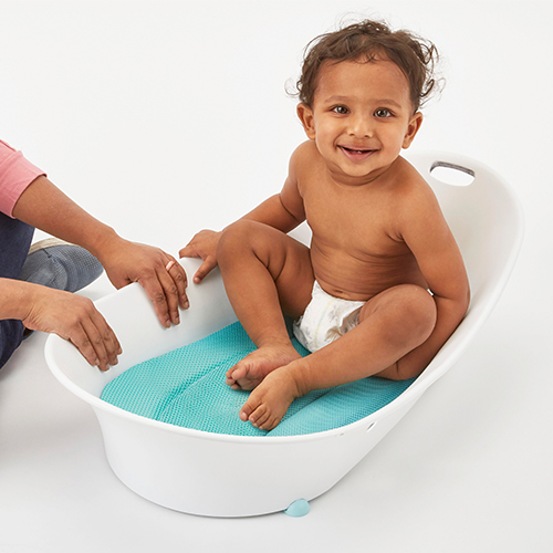 Tub Liner with Child UPDATED Toddler sitting in Contours Oasis Baby Bath Tub